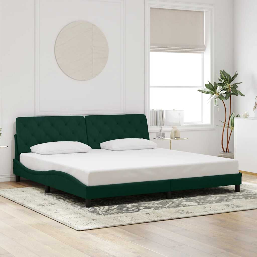 Bettgestell ohne Matratze Dunkelgrün 200x200 cm Samt