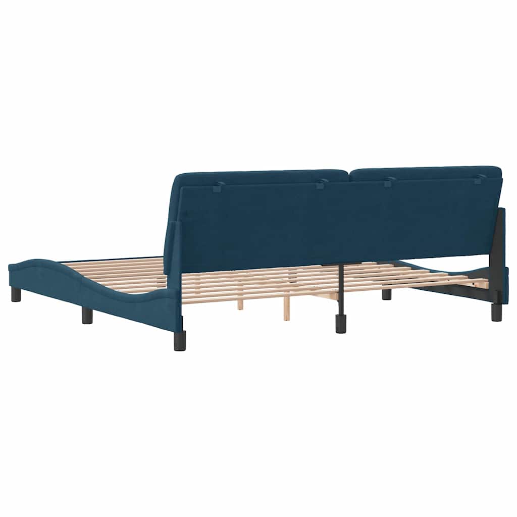 Bettgestell ohne Matratze Blau 200x200 cm Samt