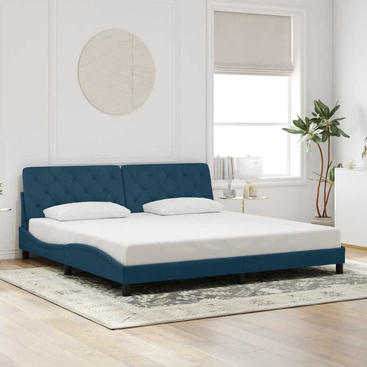 Bettgestell ohne Matratze Blau 200x200 cm Samt