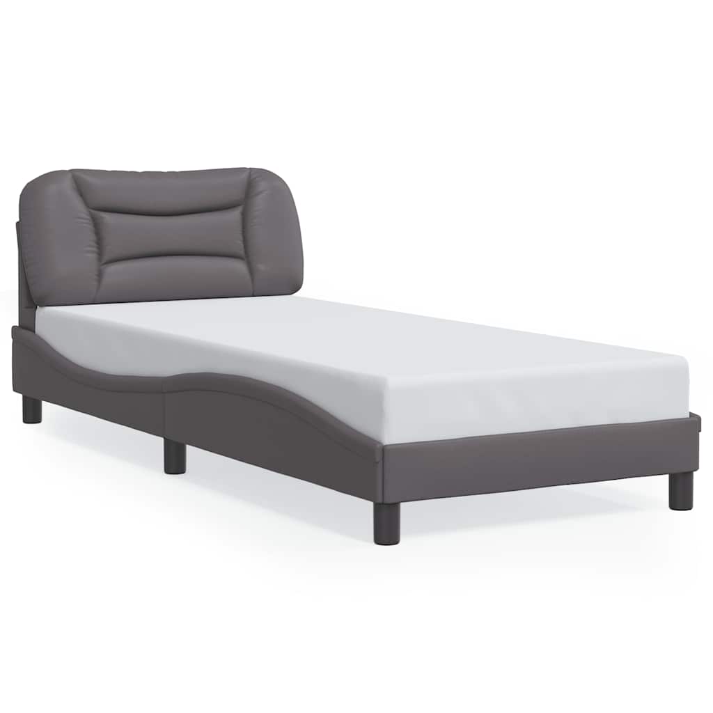 Bettgestell ohne Matratze "Hvar" Grau 80x200 cm Kunstleder