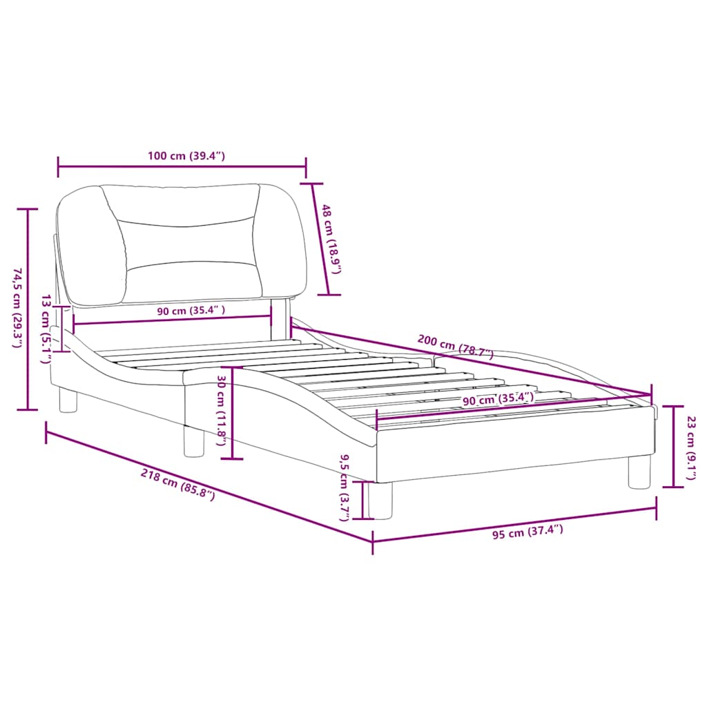 Bettgestell ohne Matratze "Hvar" Schwarz und Weiß 90x200 cm