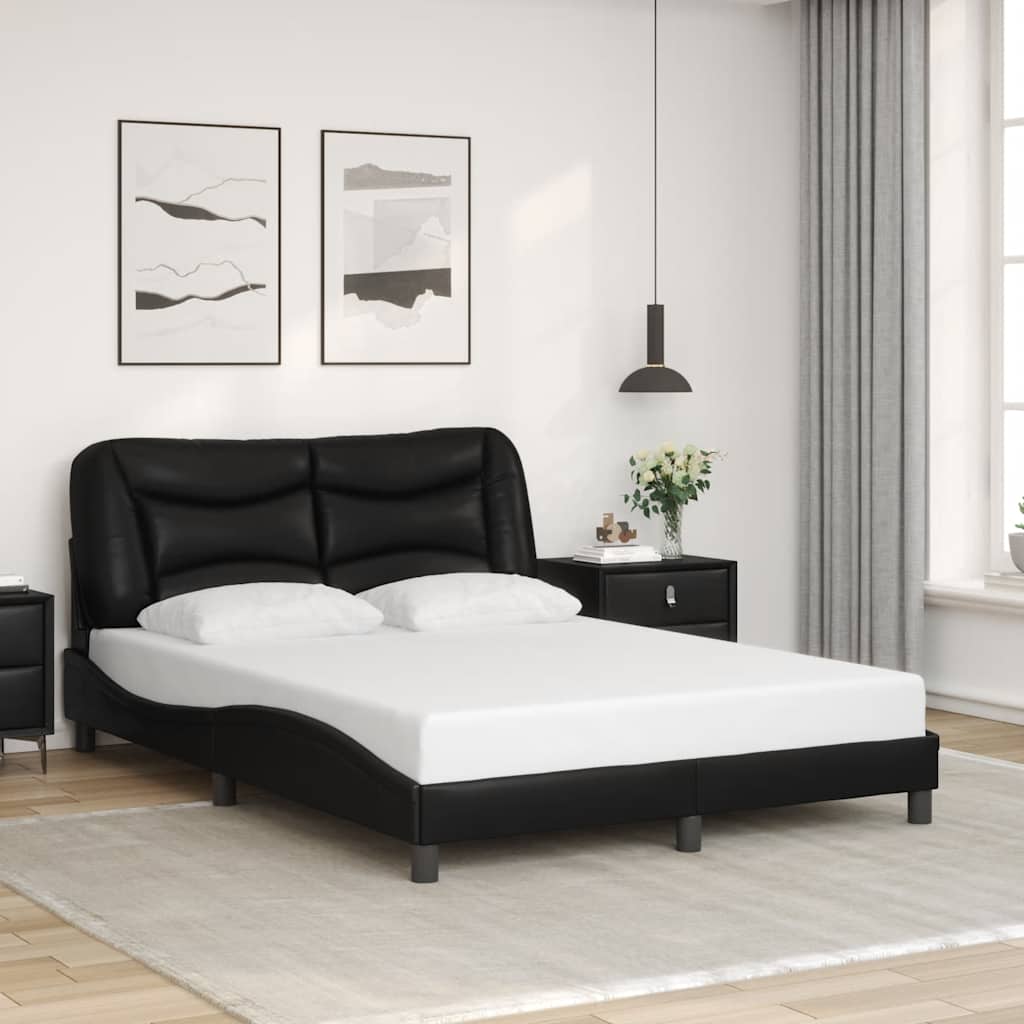 Bettgestell ohne Matratze "Hvar" Schwarz 120x200 cm Kunstleder