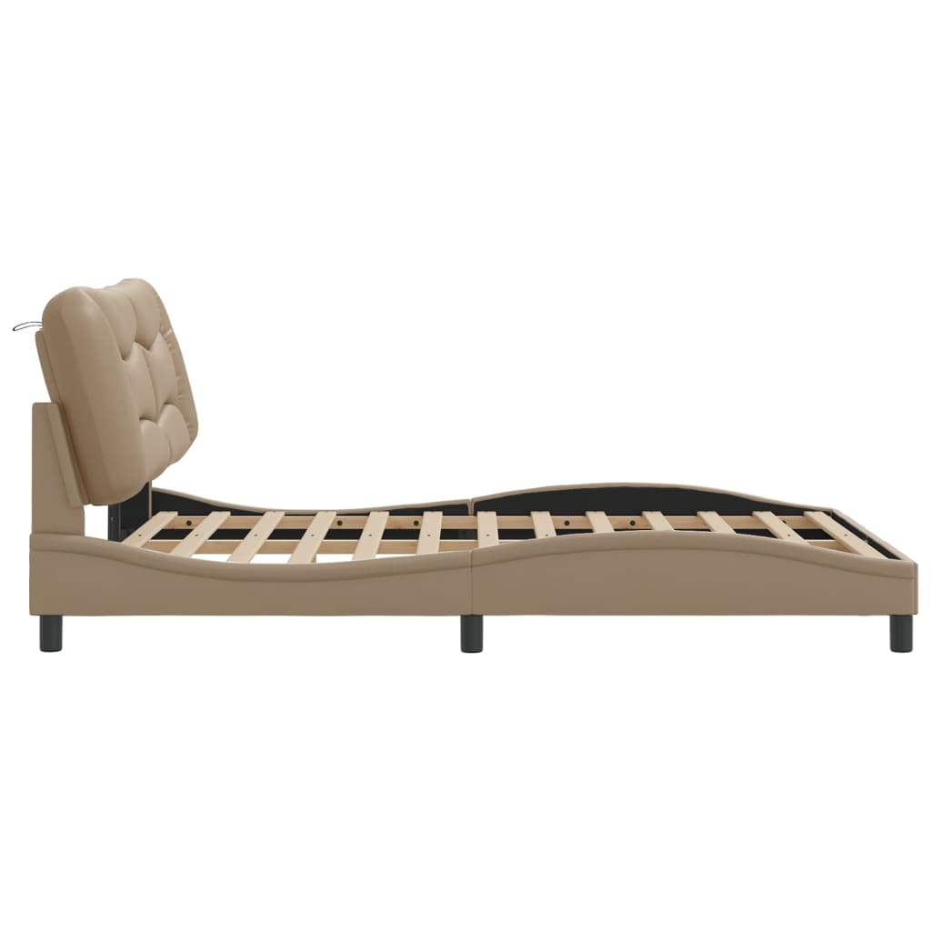 Bed frame with headboard cappuccino brown 120x200 cm artificial leather