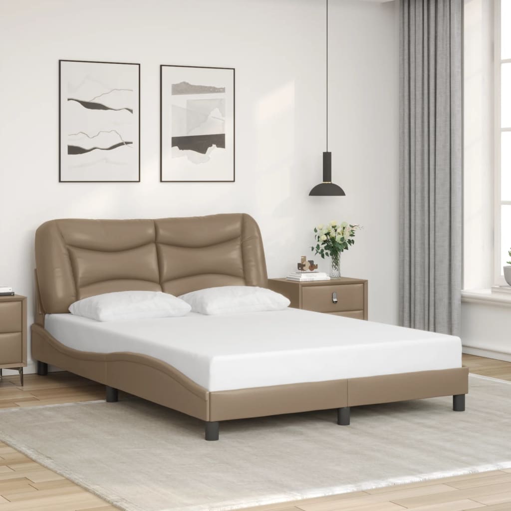 Bed frame with headboard cappuccino brown 120x200 cm artificial leather