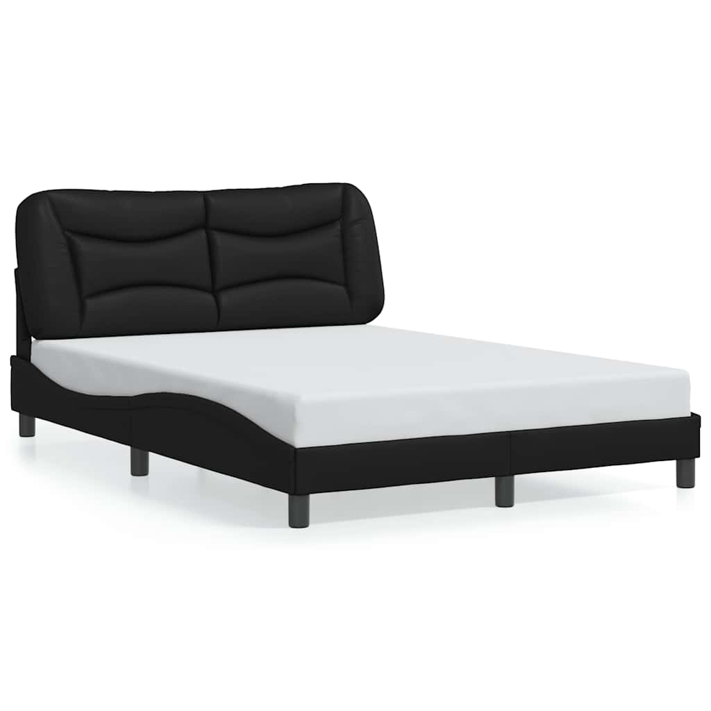 Bettgestell ohne Matratze "Hvar" Schwarz 140x190 cm Kunstleder