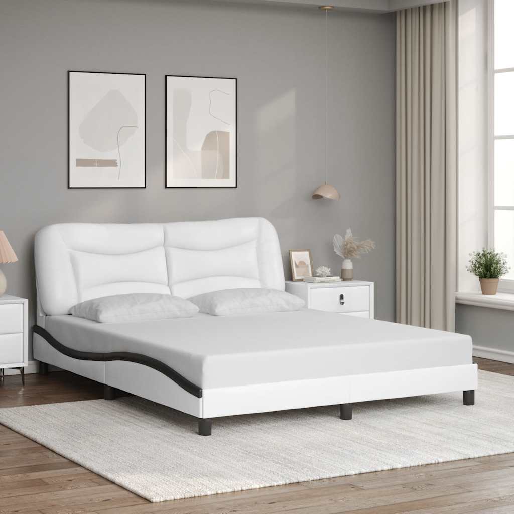 Bettgestell ohne Matratze "Hvar" Weiß und Schwarz 160x200 cm