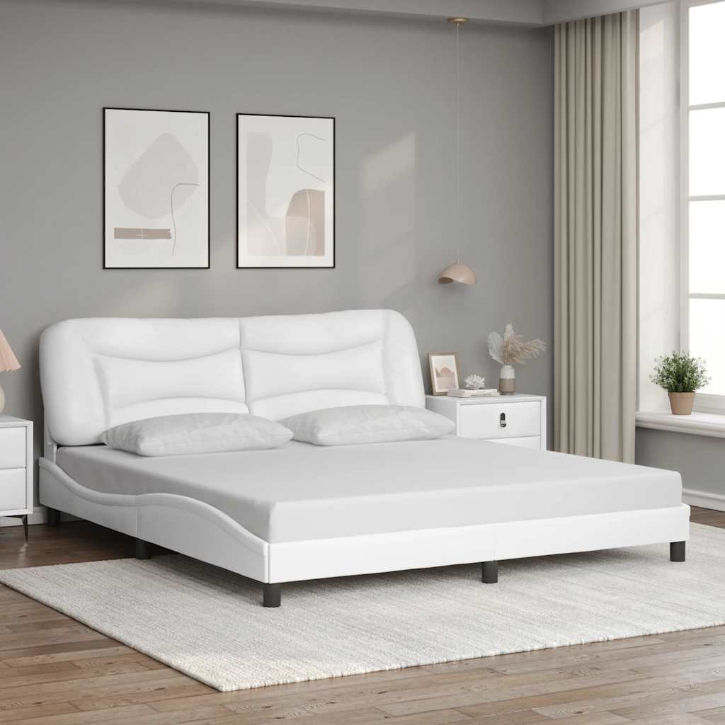 Bettgestell ohne Matratze "Hvar" Weiß 180x200 cm Kunstleder