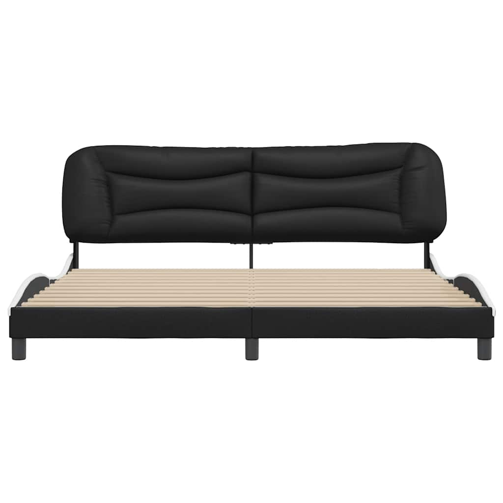 Bettgestell ohne Matratze "Hvar" Schwarz und Weiß 200x200 cm