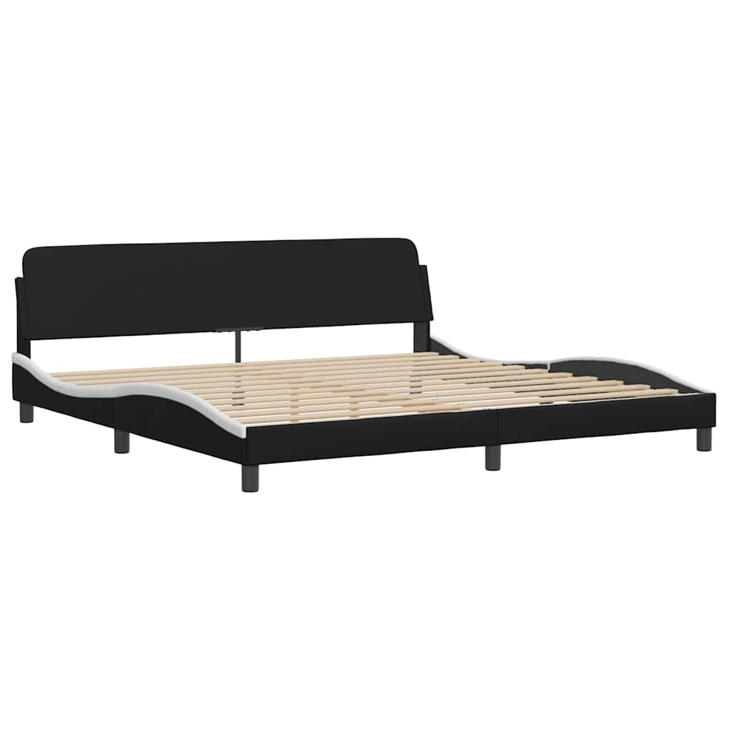 Bettgestell ohne Matratze "Hvar" Schwarz und Weiß 200x200 cm Kunstleder