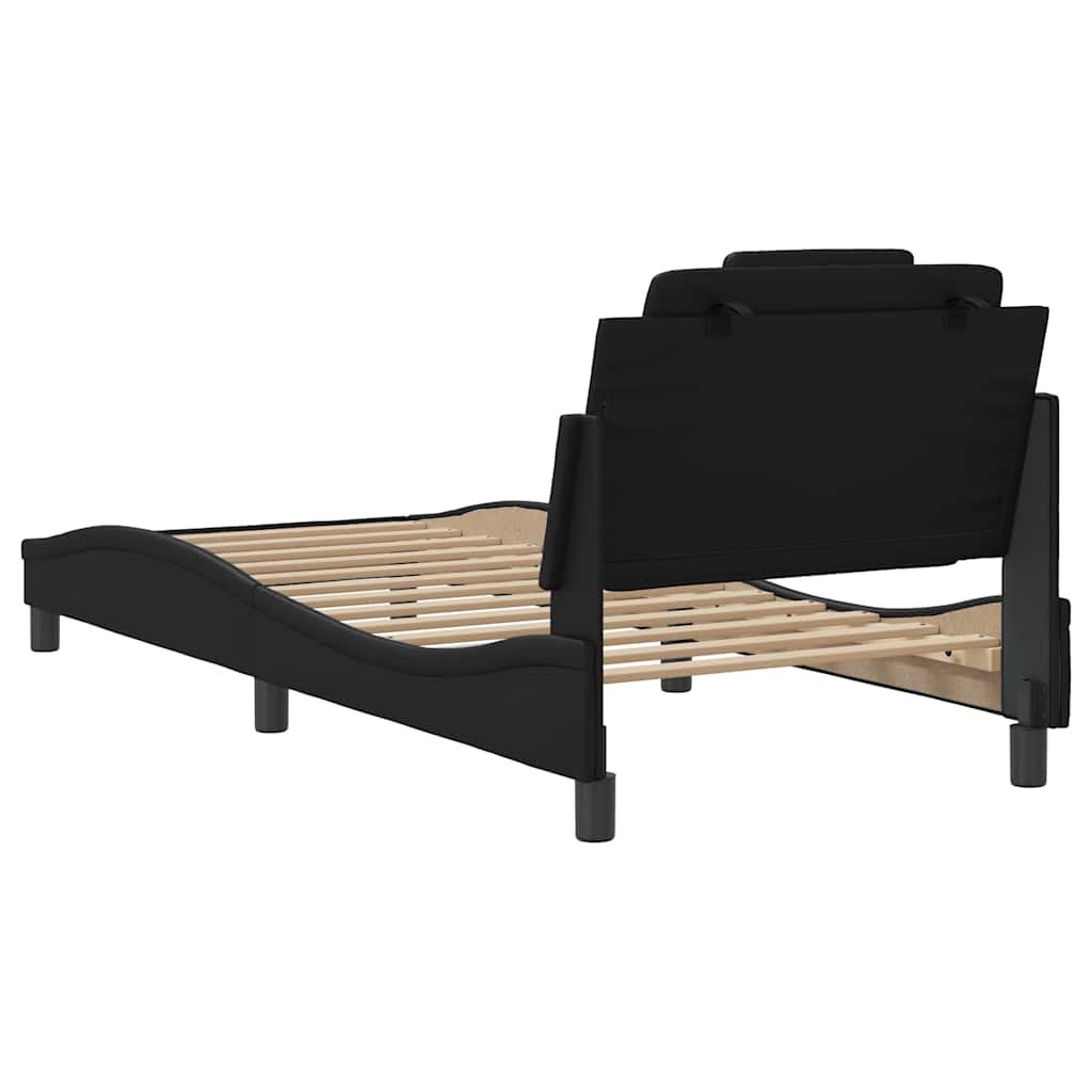 Bettgestell "Viana" ohne Matratze Schwarz 80x200 cm Kunstleder