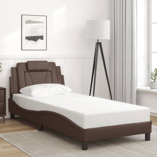 Bettgestell "Viana" ohne Matratze Braun 90x190 cm Kunstleder