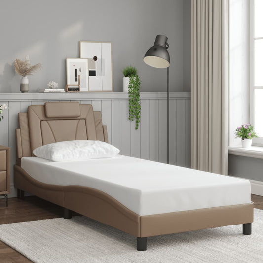 Bed frame with headboard cappuccino brown 90x190 cm artificial leather