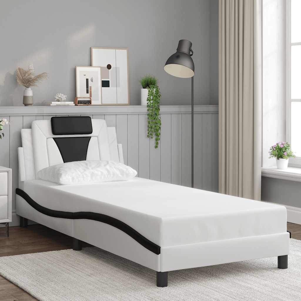 Bettgestell "Viana" ohne Matratze Weiß und Schwarz 90x190 cm