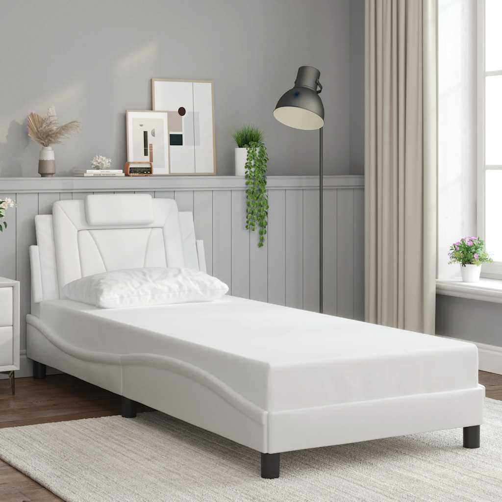Bettgestell "Viana" ohne Matratze Weiß 90x200 cm Kunstleder