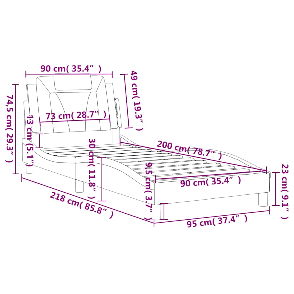Bettgestell "Viana" ohne Matratze Weiß und Schwarz 90x200 cm