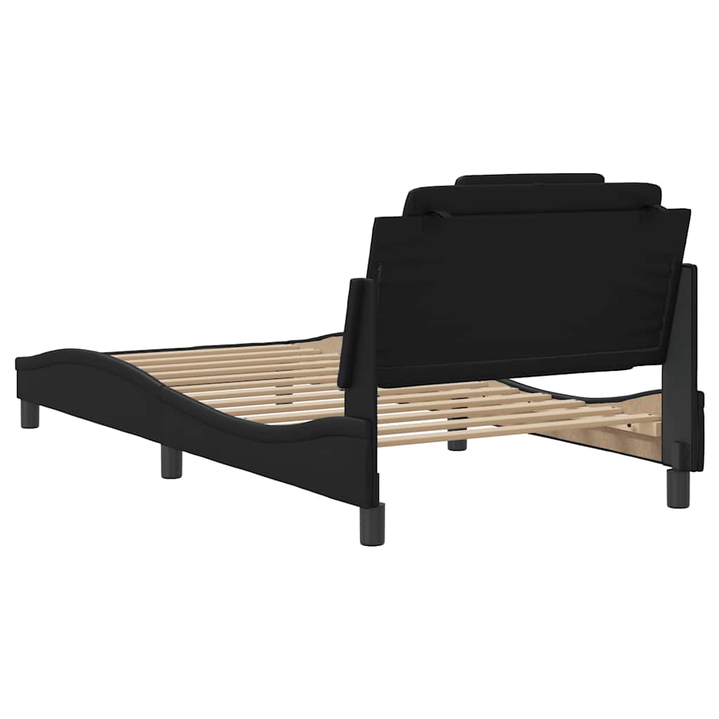 Bettgestell "Viana" ohne Matratze Schwarz 100x200 cm Kunstleder