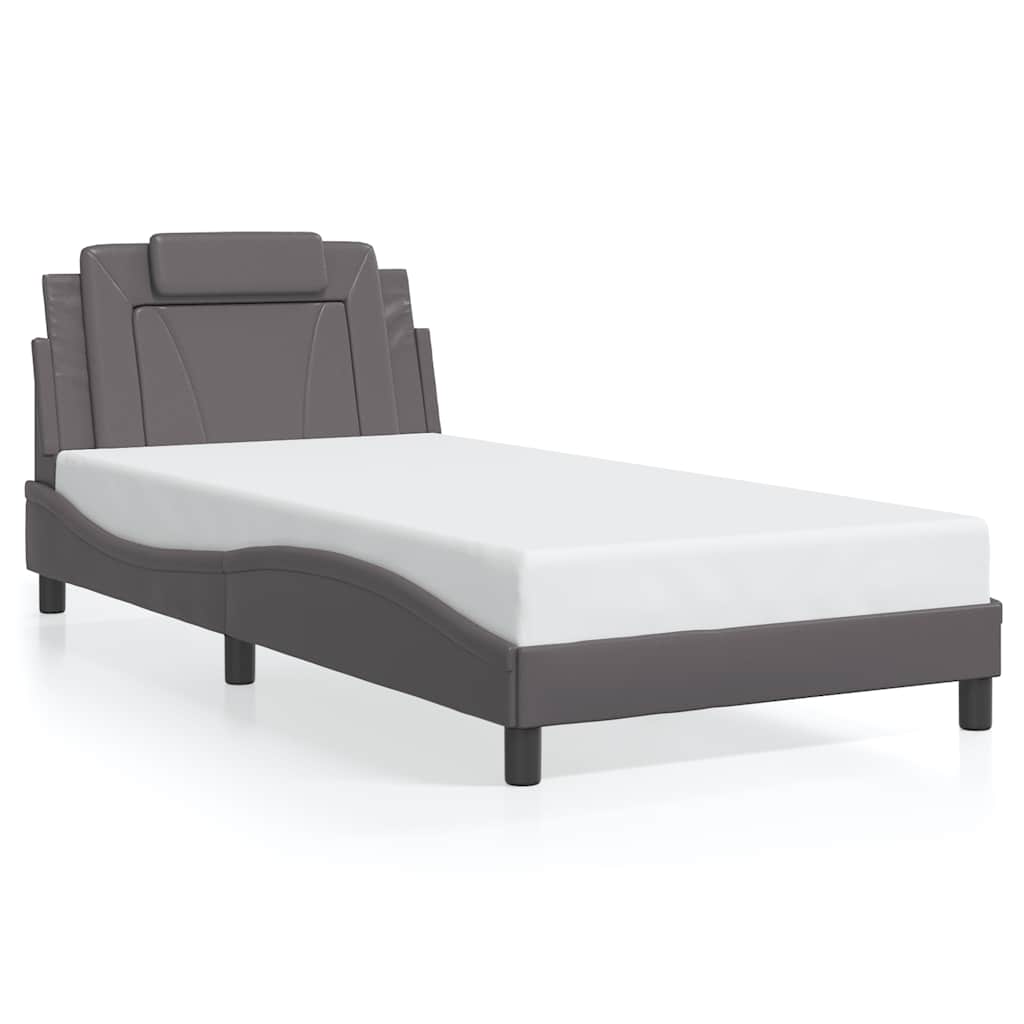Bettgestell "Viana" ohne Matratze Grau 100x200 cm Kunstleder