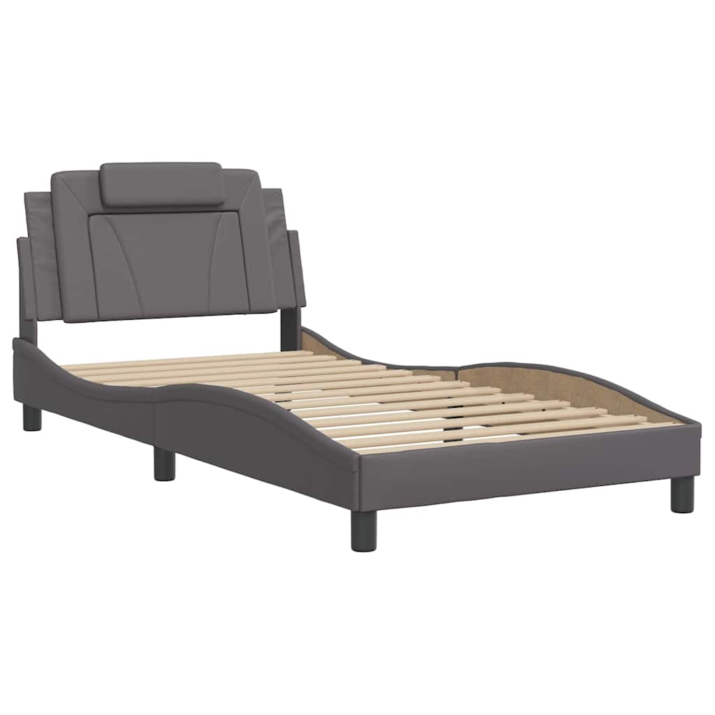 Bettgestell "Viana" ohne Matratze Grau 100x200 cm Kunstleder