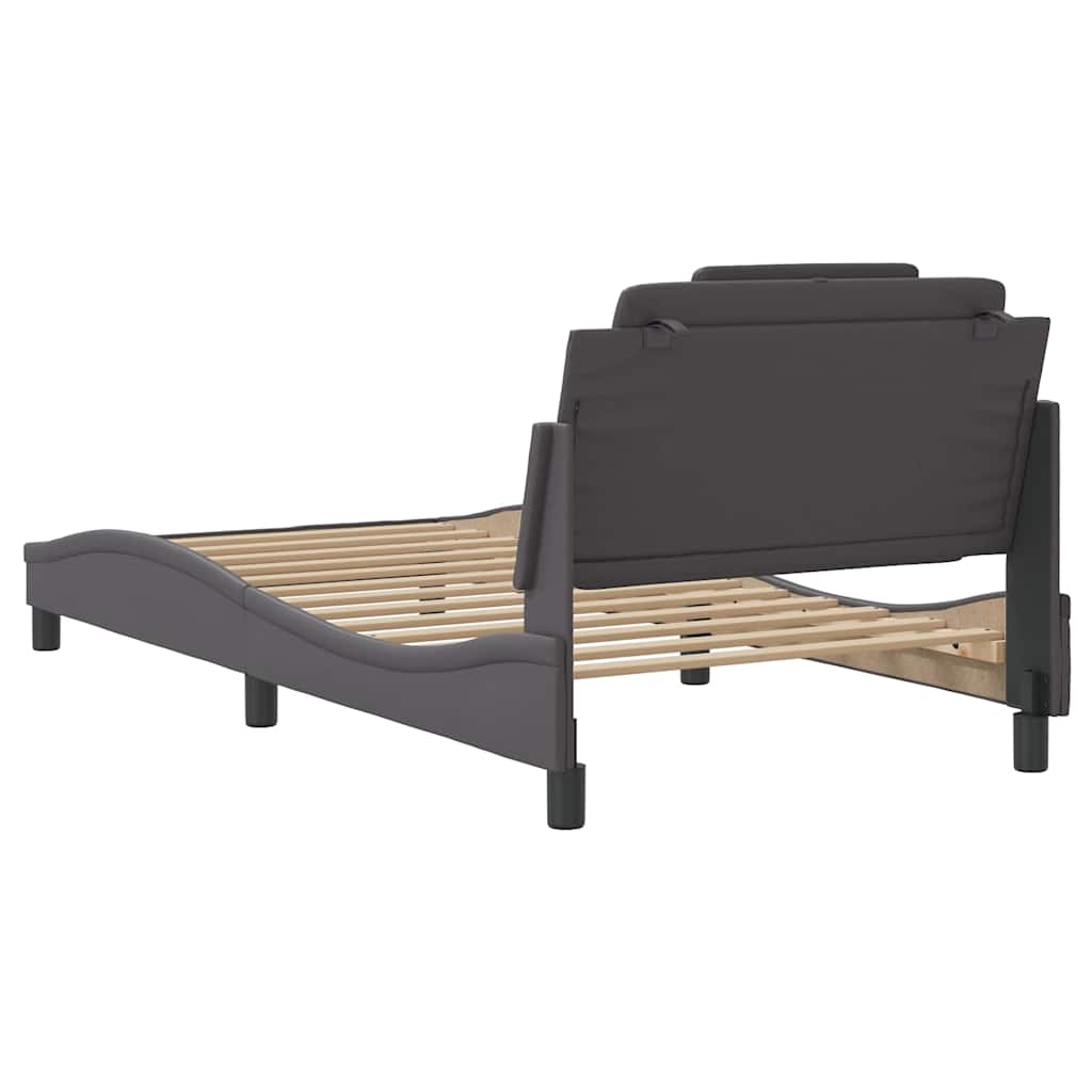 Bettgestell "Viana" ohne Matratze Grau 100x200 cm Kunstleder