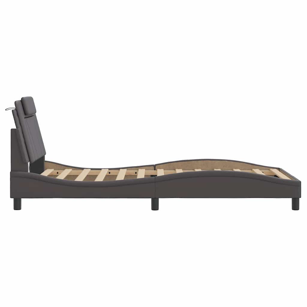 Bettgestell "Viana" ohne Matratze Grau 100x200 cm Kunstleder