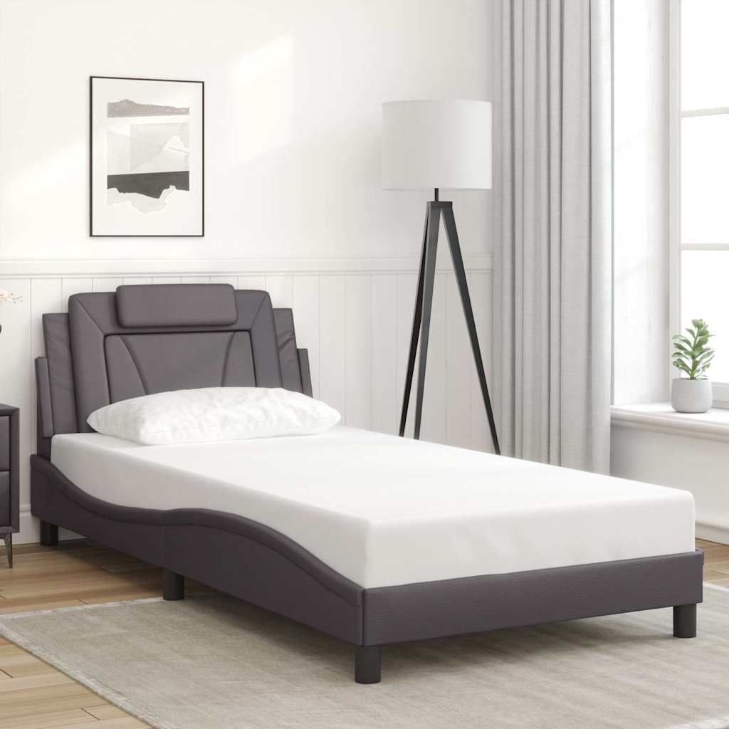 Bettgestell "Viana" ohne Matratze Grau 100x200 cm Kunstleder