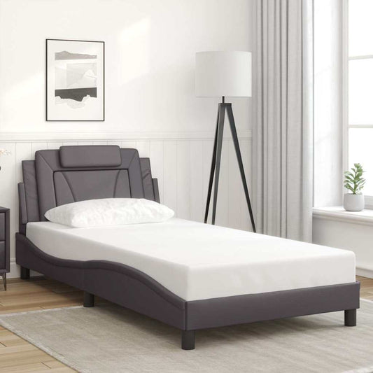 Bettgestell "Viana" ohne Matratze Grau 100x200 cm Kunstleder