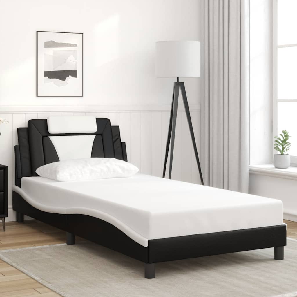 Bettgestell "Viana" ohne Matratze Schwarz und Weiß 100x200 cm Kunstleder