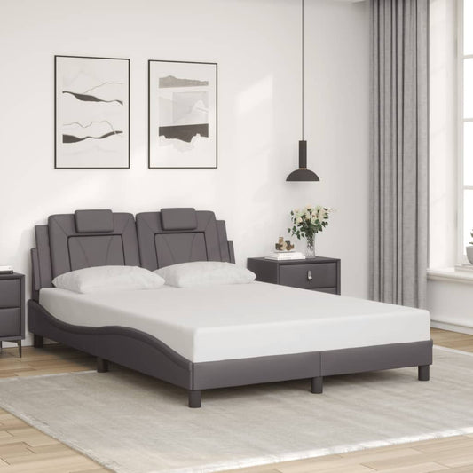 Bettgestell "Viana" ohne Matratze Grau 140x190 cm Kunstleder