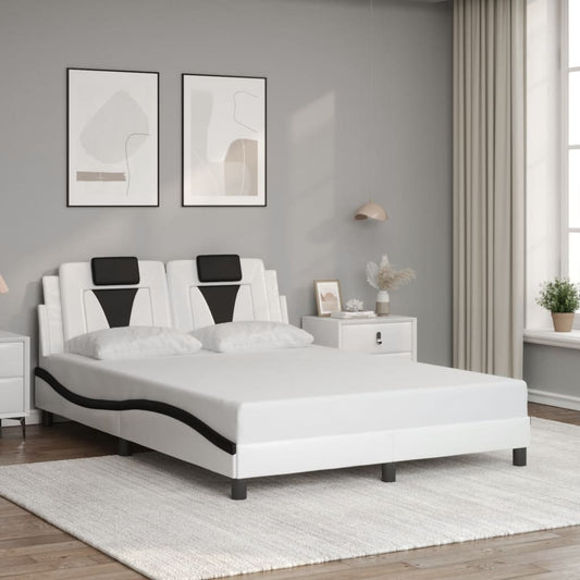 Bettgestell "Viana" ohne Matratze Weiß und Schwarz 140x190 cm Kunstleder