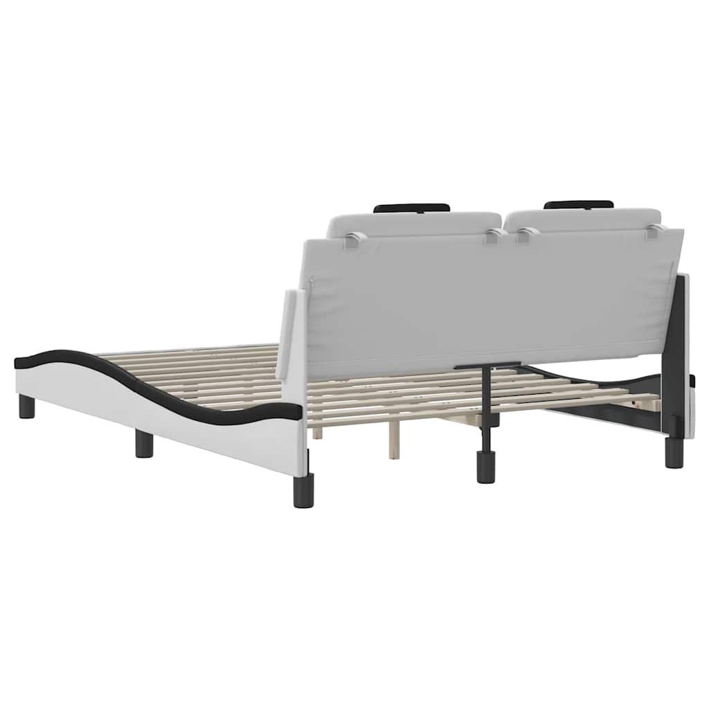 Bettgestell "Viana" ohne Matratze Weiß und Schwarz 140x200 cm