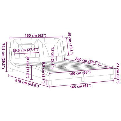 Bettgestell "Viana" ohne Matratze Schwarz 160x200 cm Kunstleder