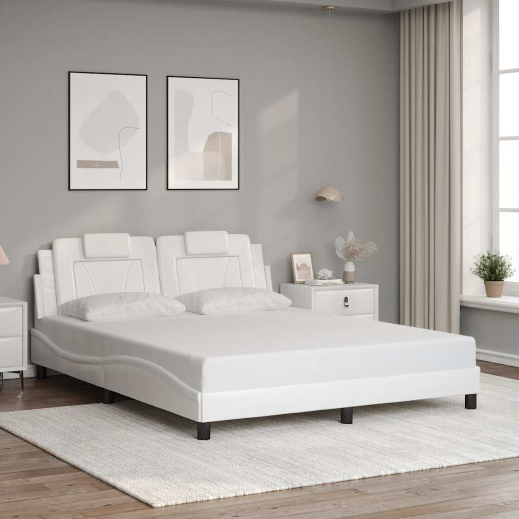 Bettgestell "Viana" ohne Matratze Weiß 160x200 cm Kunstleder