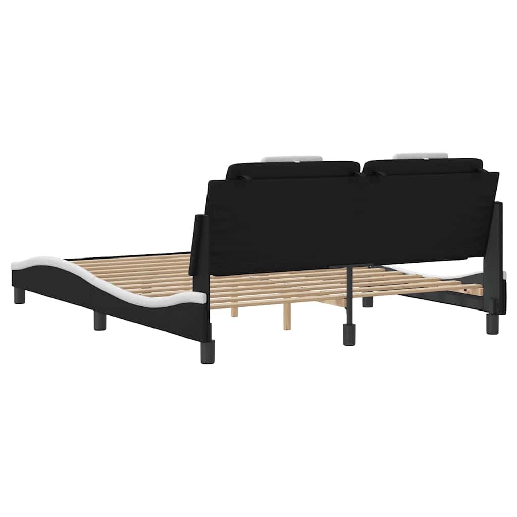 Bettgestell "Viana" ohne Matratze Schwarz und Weiß 160x200 cm Kunstleder