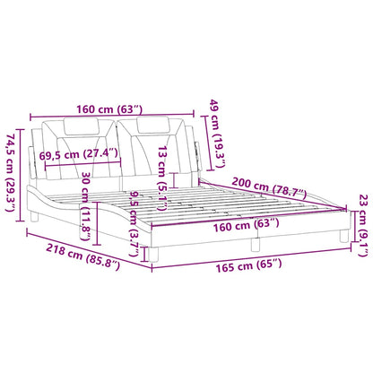 Bettgestell "Viana" ohne Matratze Weiß und Schwarz 160x200 cm