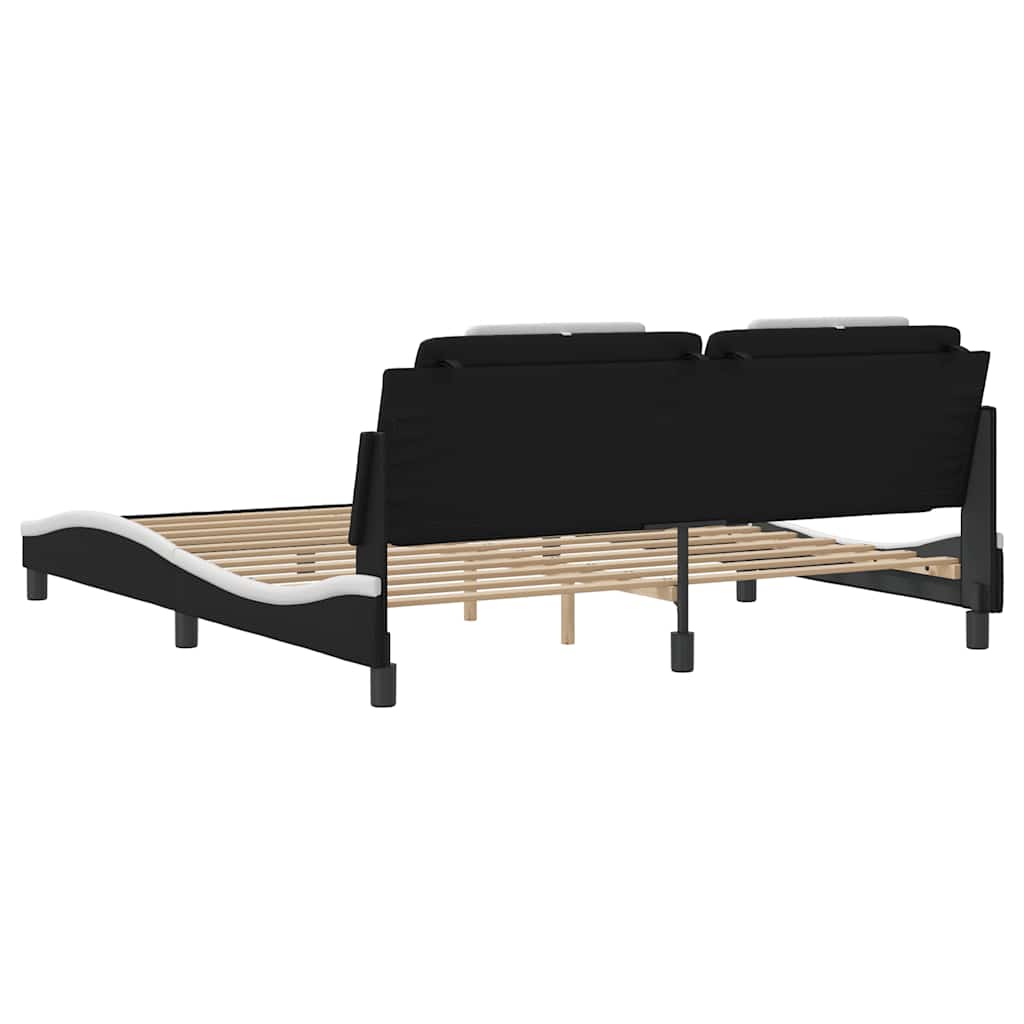 Bettgestell "Viana" ohne Matratze Schwarz und Weiß 180x200 cm Kunstleder