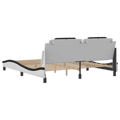 Bettgestell "Viana" ohne Matratze Weiß und Schwarz 180x200 cm