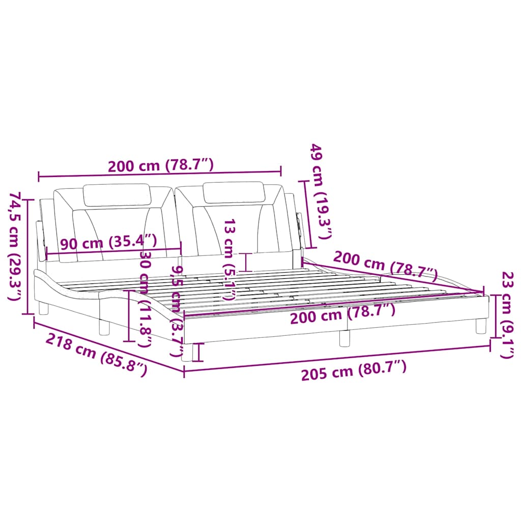 Bettgestell "Viana" ohne Matratze Schwarz 200x200 cm Kunstleder