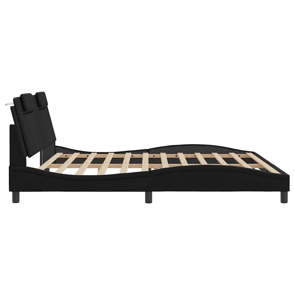 Bettgestell "Viana" ohne Matratze Schwarz 200x200 cm Kunstleder