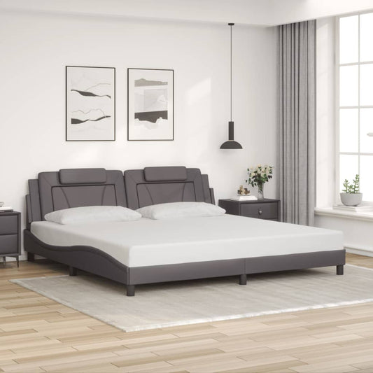 Bettgestell "Viana" ohne Matratze Grau 200x200 cm Kunstleder