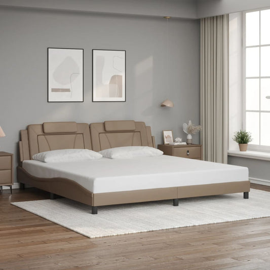 Bettgestell "Viana" ohne Matratze Cappuccino-Braun 200x200 cm Kunstleder