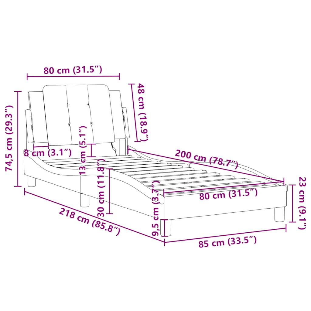 Bettgestell ohne Matratze "Zadar" Schwarz und Weiß 80x200 cm