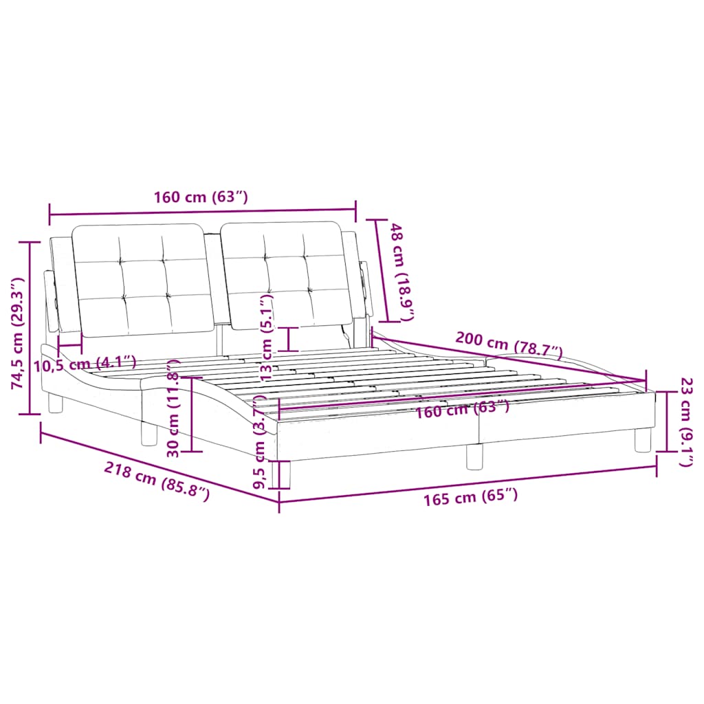 Bettgestell ohne Matratze "Zadar" Cappuccino-Braun 160x200 cm