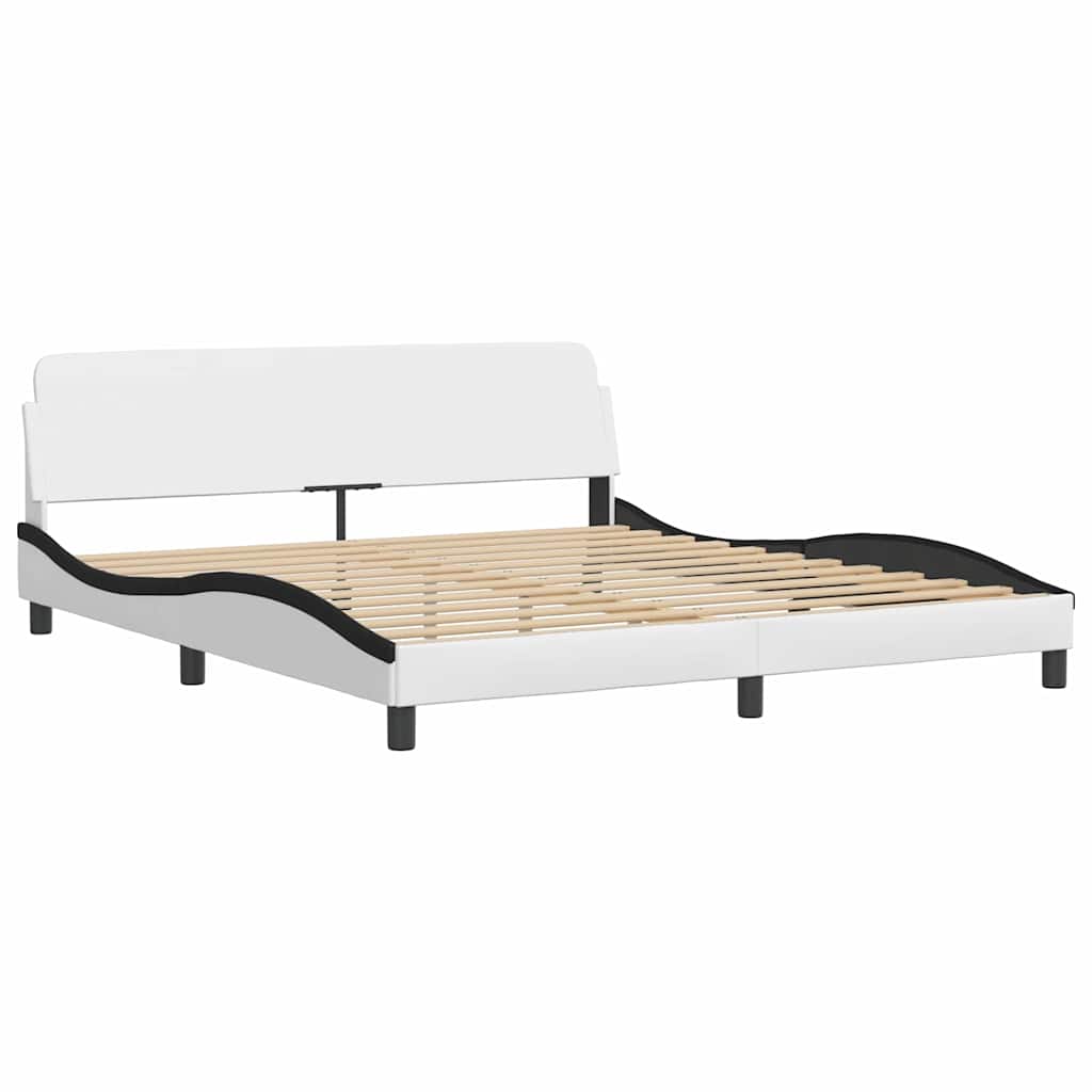 Bettgestell ohne Matratze "Zadar" Weiß und Schwarz 180x200 cm Kunstleder