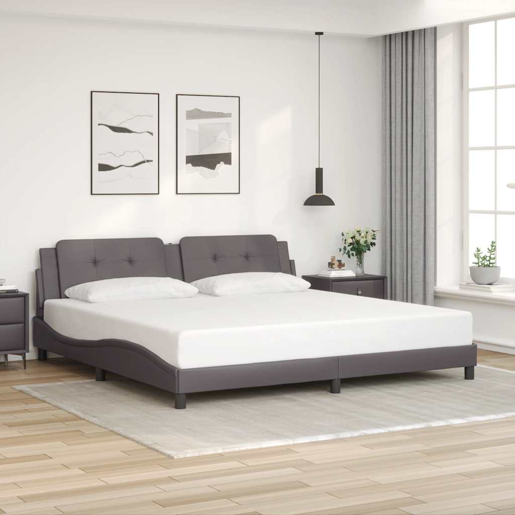 Bettgestell ohne Matratze "Zadar" Grau 200x200 cm Kunstleder