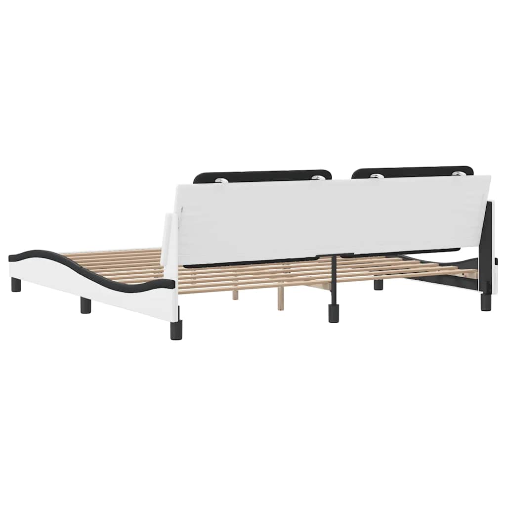 Bettgestell ohne Matratze "Zadar" Weiß und Schwarz 200x200 cm
