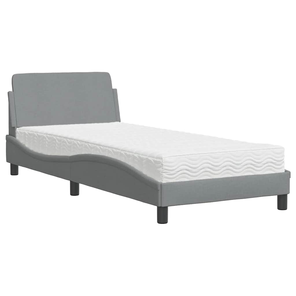 Bett mit Matratze "Dover" Hellgrau 80x200 cm Stoff