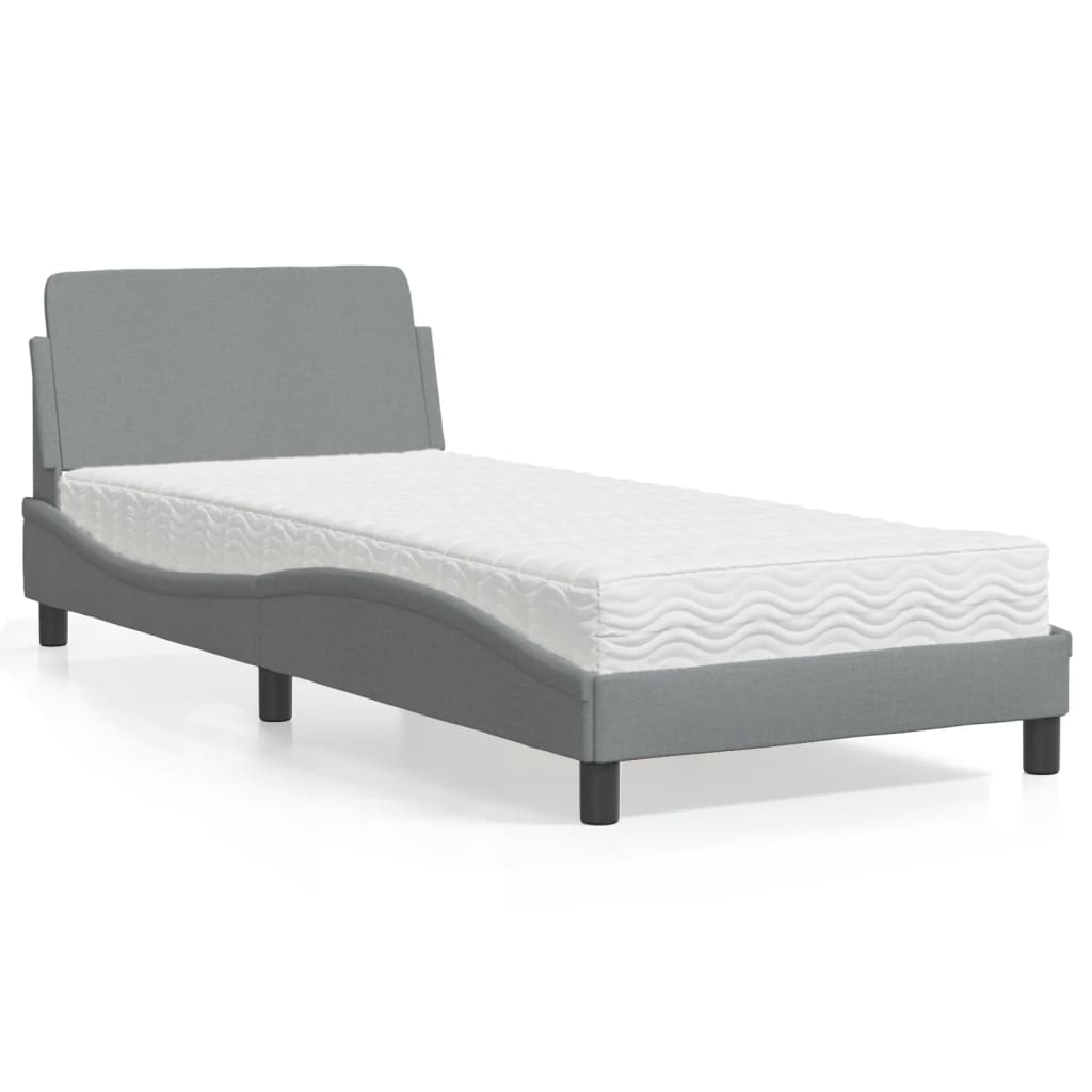 Bett mit Matratze "Dover" Hellgrau 80x200 cm Stoff