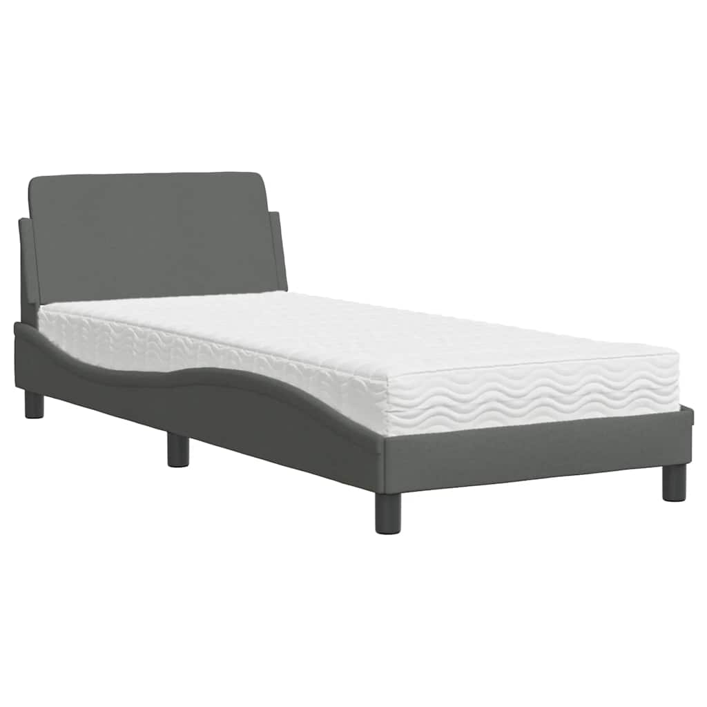Bett mit Matratze "Dover" Dunkelgrau 80x200 cm Stoff