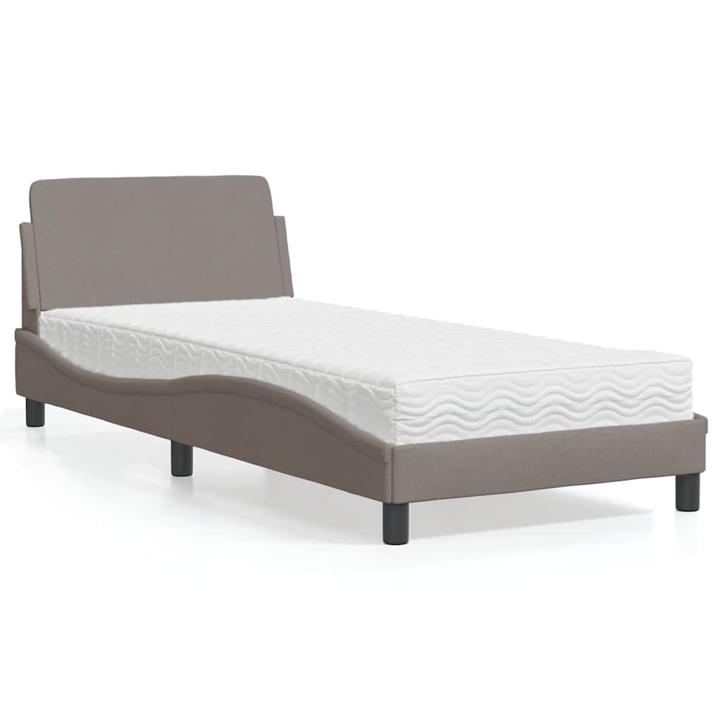 Bett mit Matratze "Dover" Taupe 80x200 cm Stoff