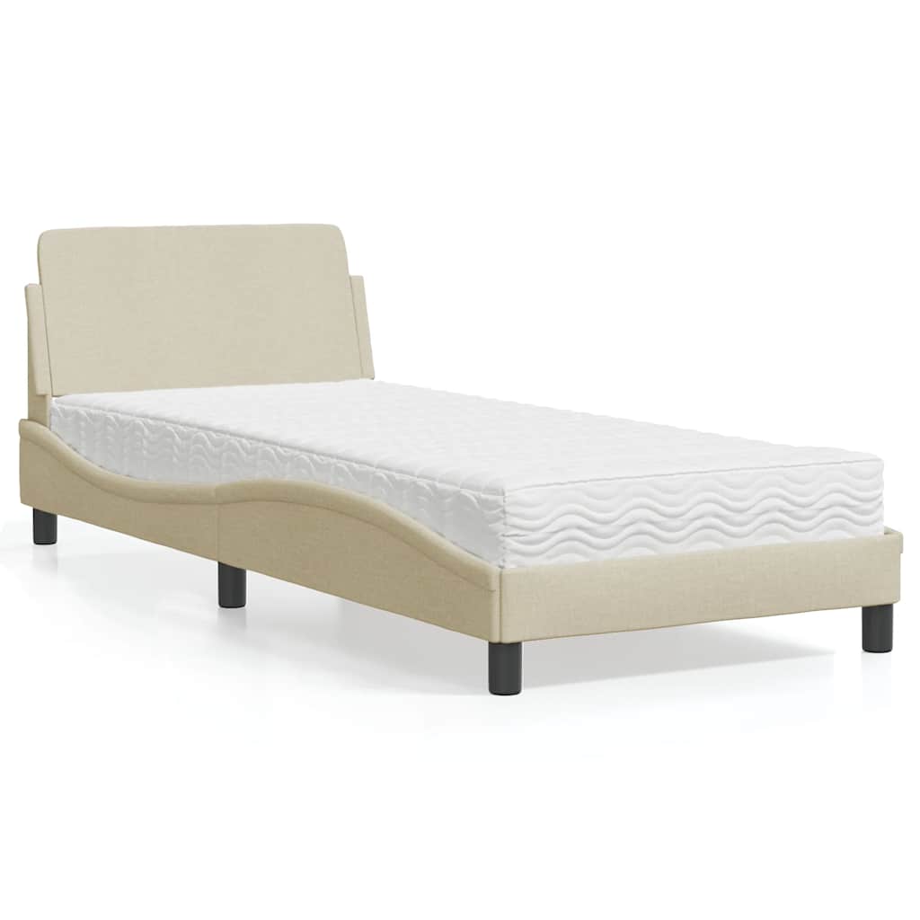 Bett mit Matratze "Dover" Creme 80x200 cm Stoff